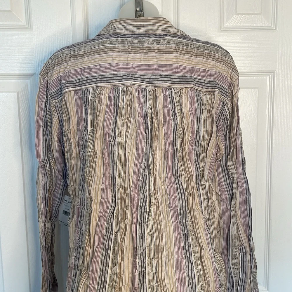 FREE PEOPLE PURPLE NIGHT LONG SLEEVE BLOUSE SHIRT TOP MULTI-COLORS SIZE …
